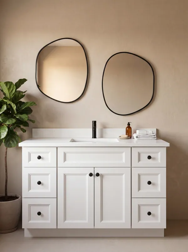 White shaker vanity — Vita Cabinetry